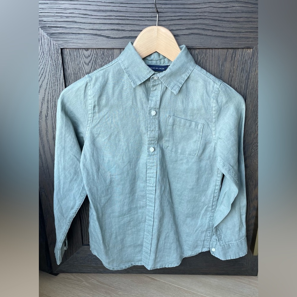 Jenny and Jack Linen Button Down Shirt Olive, 7
